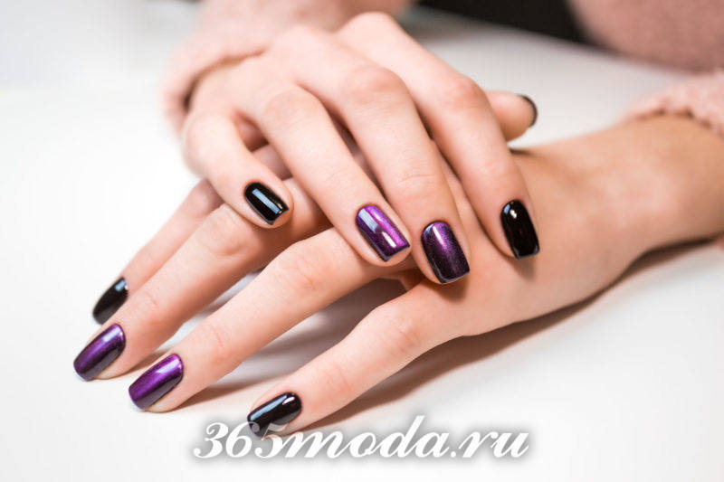 Фиолетовый дизайн ногтей шеллаком