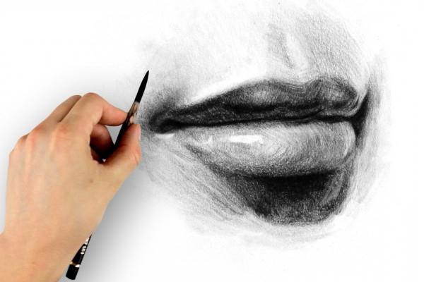 как нарисовать губы карандашом