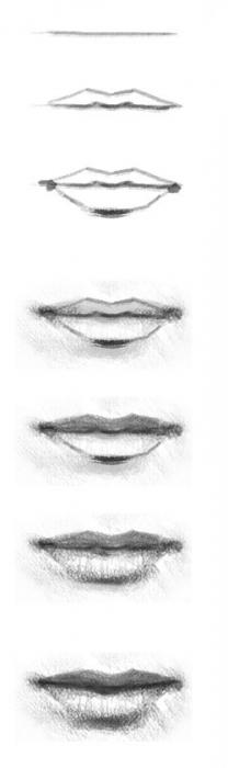 как нарисовать губы поэтапно