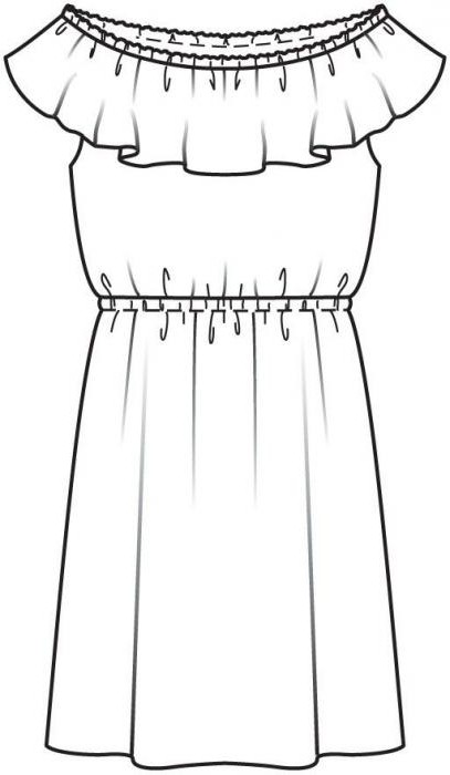 платье с открытыми плечами и воланами