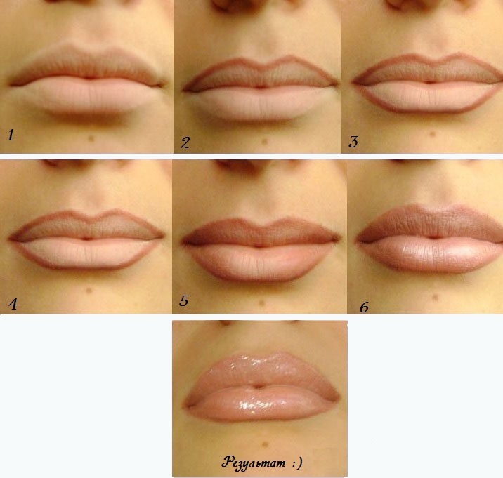 Увеличение губ с помощью макияжа