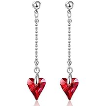 BONLAVIE Heart Earrings Hypoallergenic Dangle Drop Earrings Crystals from Swarovski- Gift Packing for Women