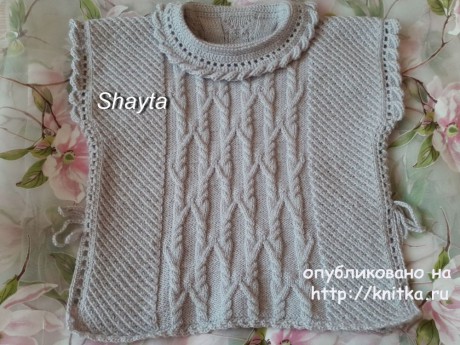 Пончо - пуловер Shayta для девочки. Работа Оксаны Усмановой. Вязание спицами.