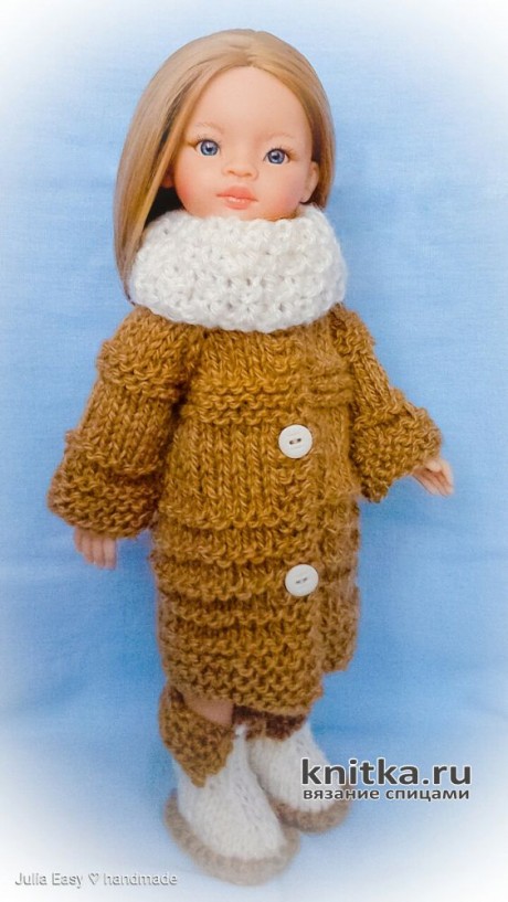Теплый комплект для куклы Paola Reina. Работа Julia Easy. Вязание спицами.