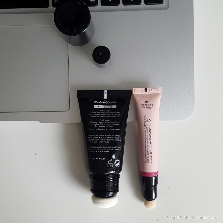 Новинки от Sephora Wonderful Cushion Blush crème а в оттенке 05 Peach Bomb и Wonderful Cushion Matte Lip Cream в оттенке 04 Wonderful Fuchsia