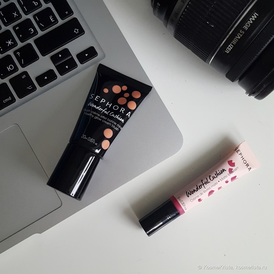 Новинки от Sephora Wonderful Cushion Blush crème а в оттенке 05 Peach Bomb и Wonderful Cushion Matte Lip Cream в оттенке 04 Wonderful Fuchsia