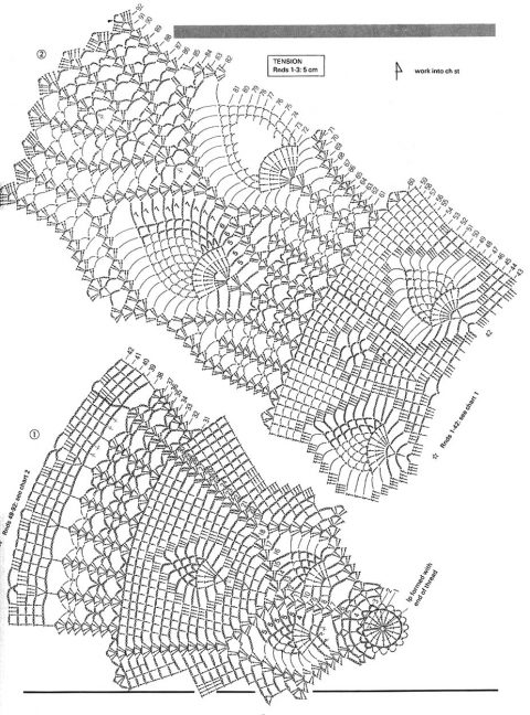 10 схем вязания круглых скатертей крючком