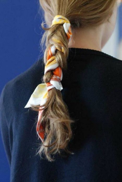 Как завязать красиво платок на длинные волосы