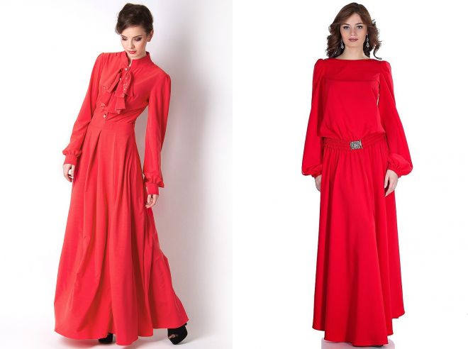строгие платья в пол красного цвета