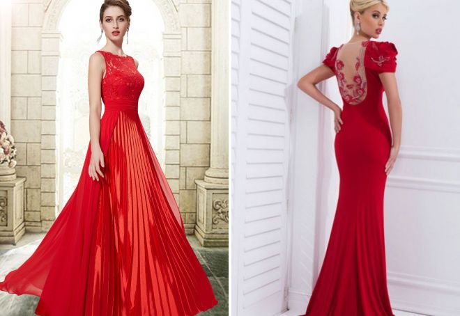 длинные вечерние красные платья