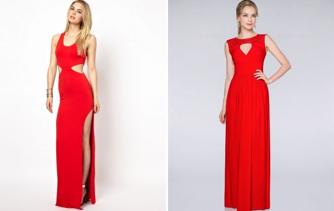 длинное красное платье футляр