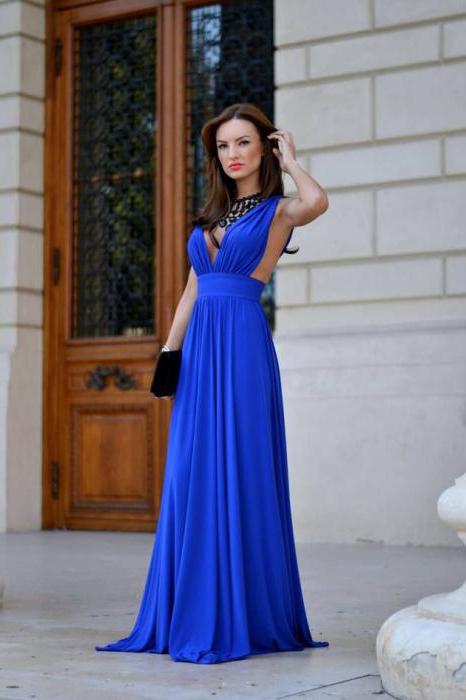 синие платья в пол