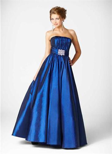 синее вечернее платье в пол