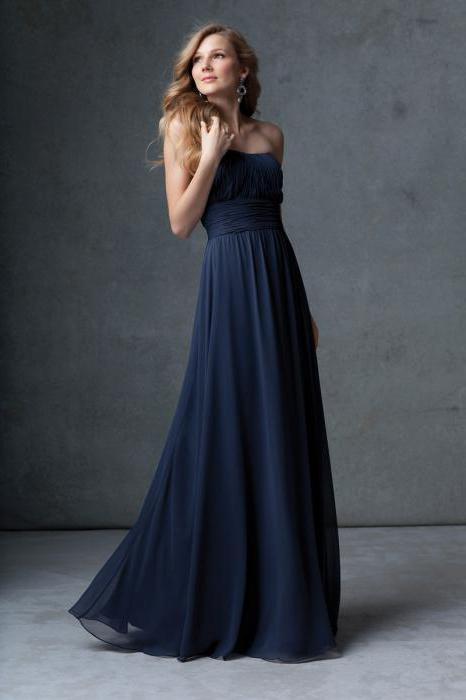 длинное синее платье в пол